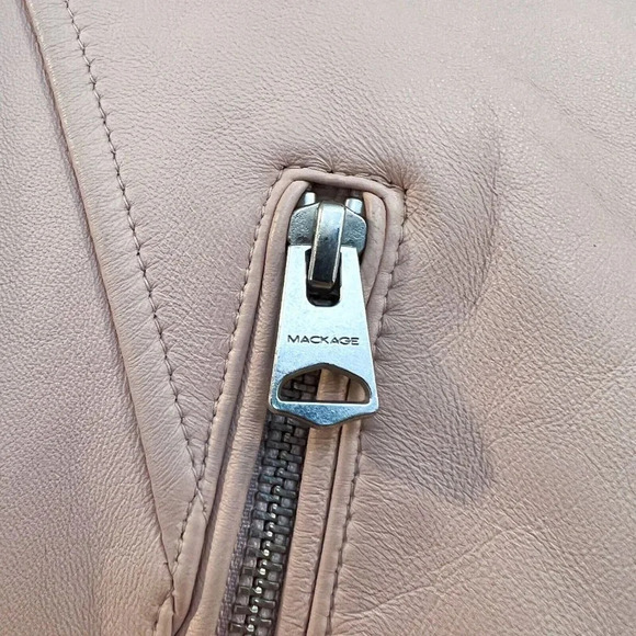 Mackage 100% Leather Light Pink Designer Motorcycle Designer Jacket XS - Picture 7 of 13